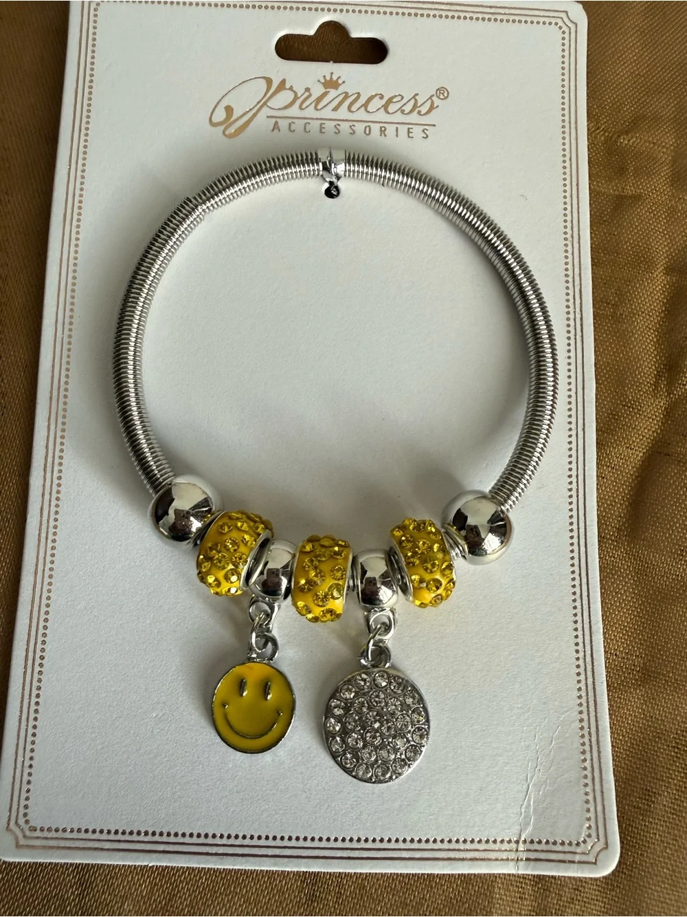 Yellow Smiley Charm Bracelet - Women Jewelry